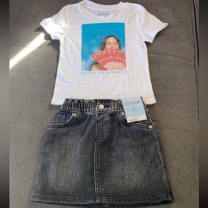 Cat & Jack Black Denim Stretch Skirt and Kasey Musgraves Shirt Girls 4T